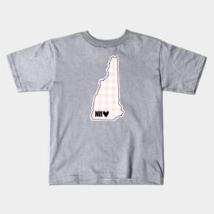 USA States: New Hampshire (pink plaid) Kids T-Shirt